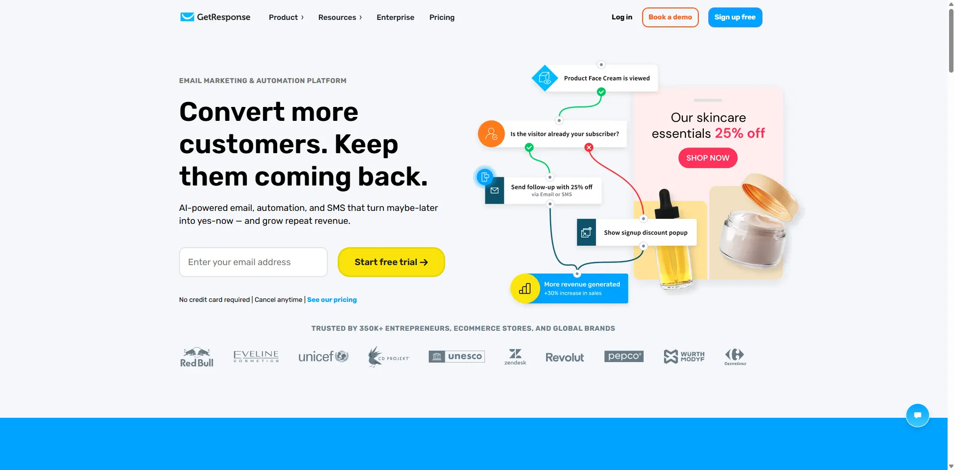 GetResponse website homepage