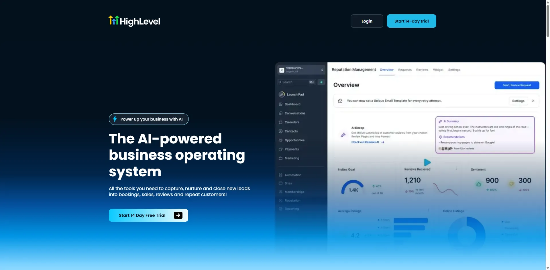 GoHighLevel website homepage