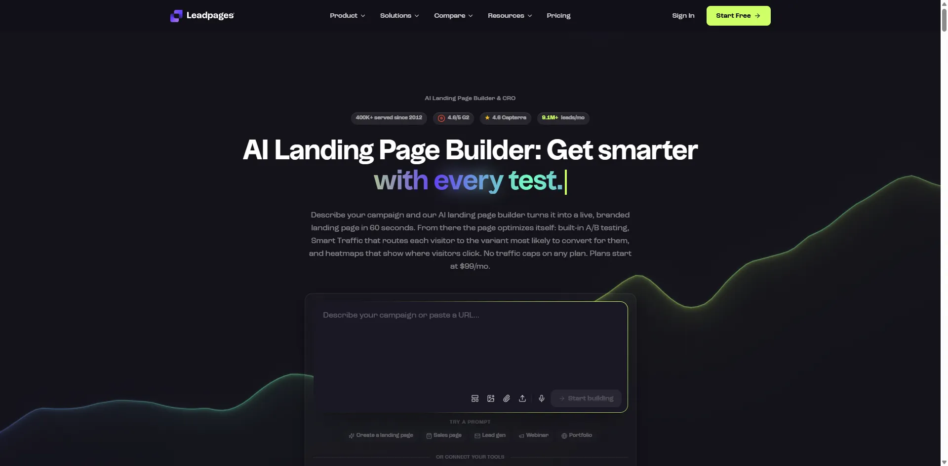 Leadpages website homepage