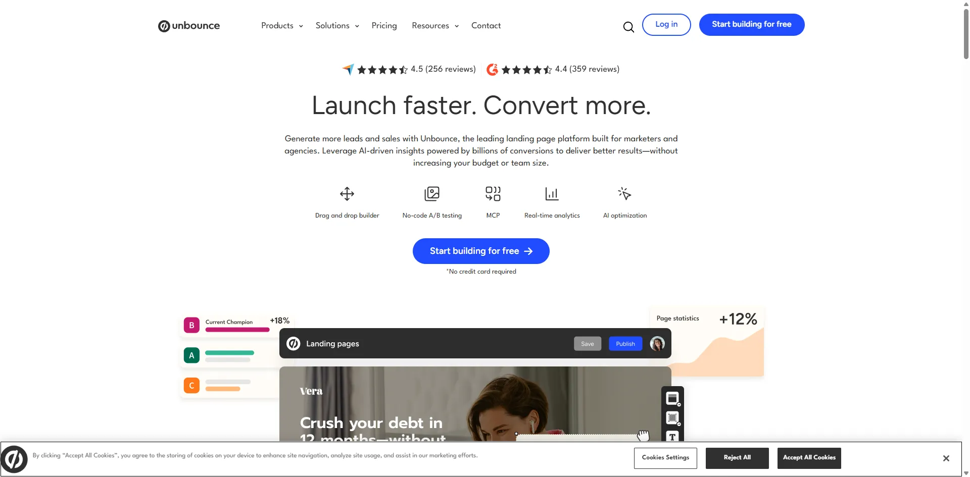 Unbounce website homepage