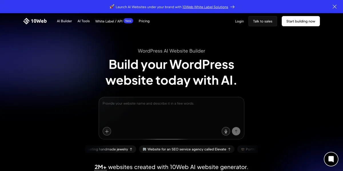 10Web AI WordPress Hosting