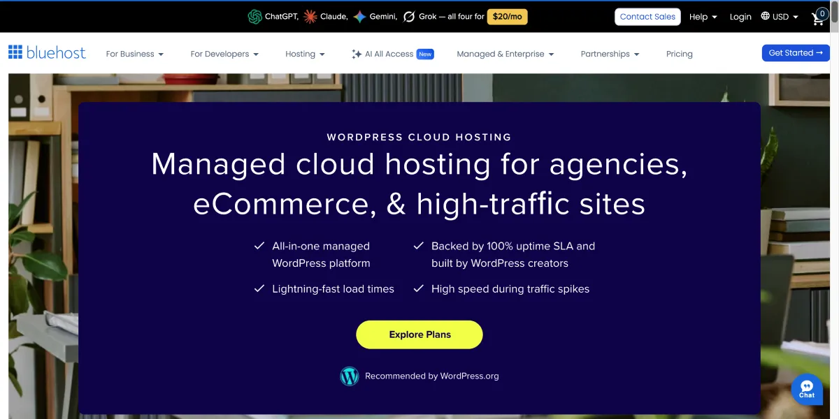 Bluehost Cloud WordPress Hosting
