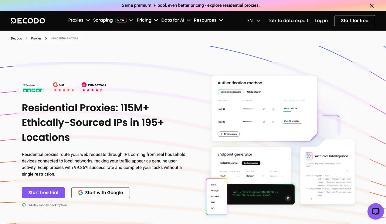 Decodo Homepage
