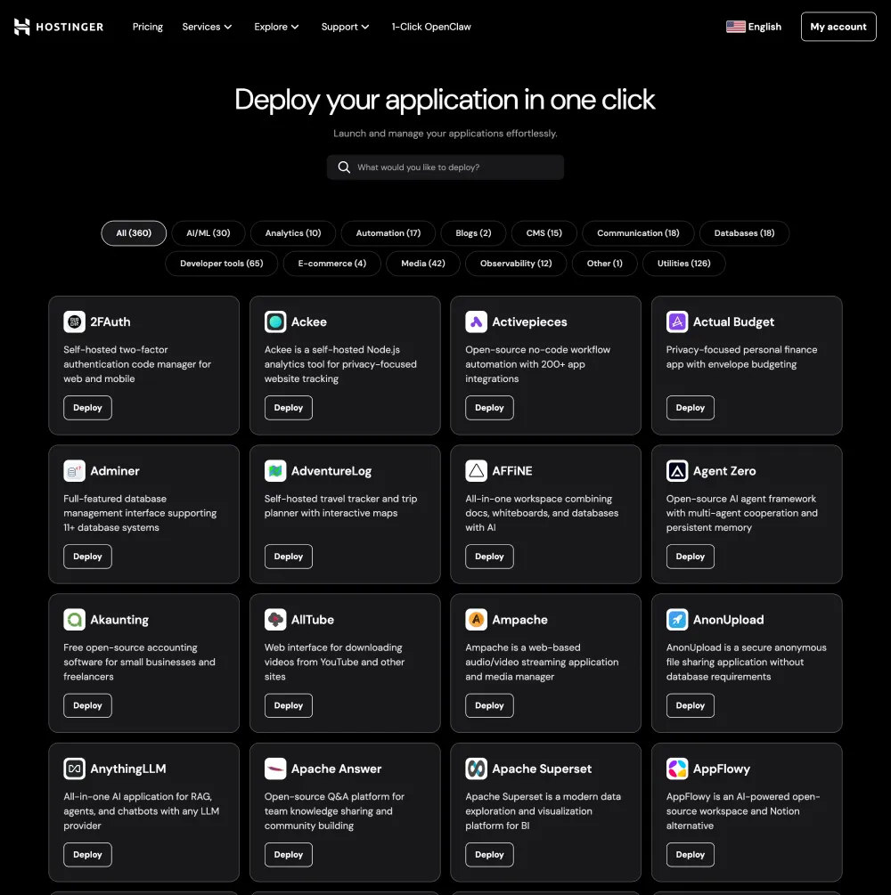 Hostinger Application Catalog