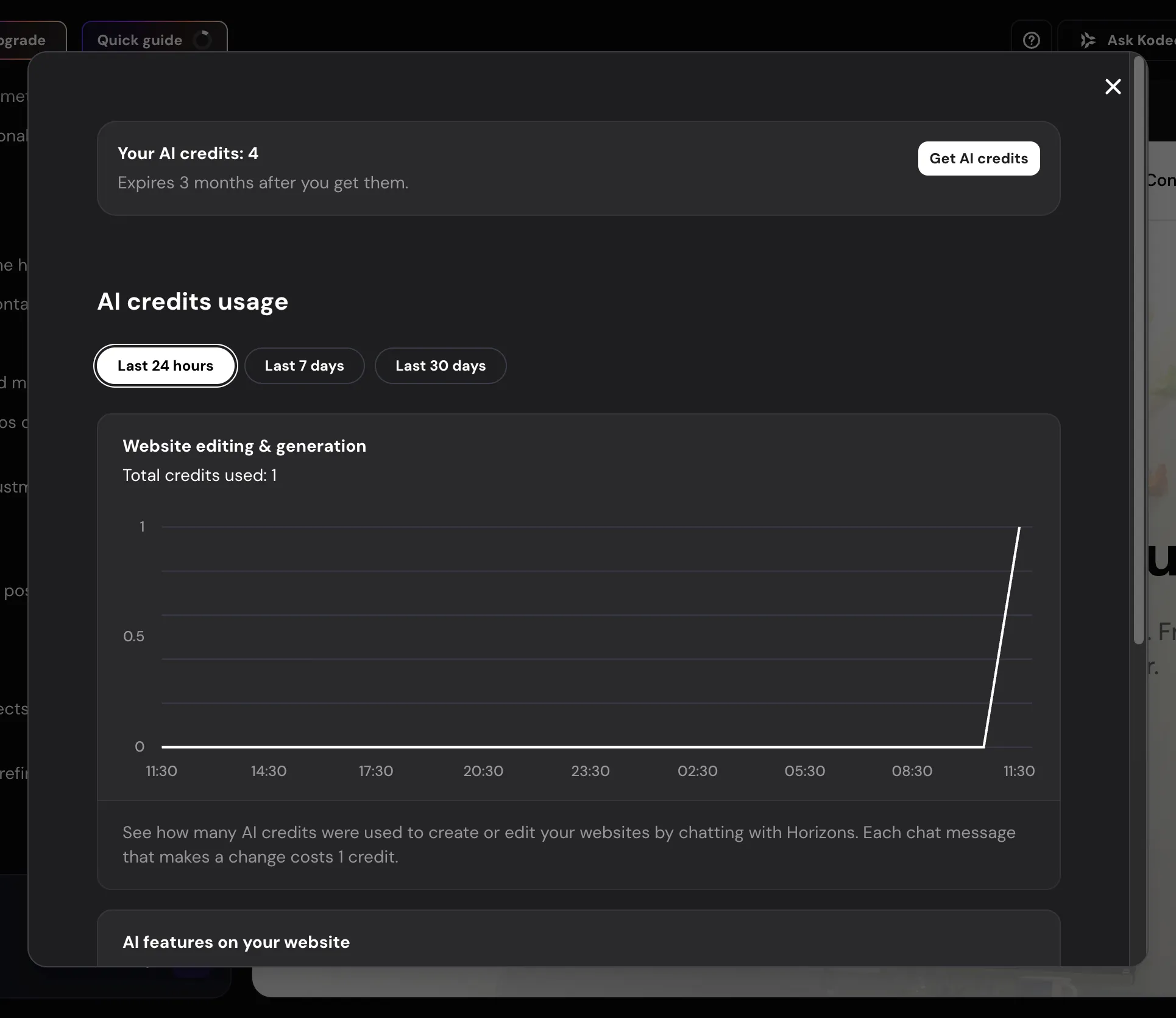 Horizons AI Credits Usage