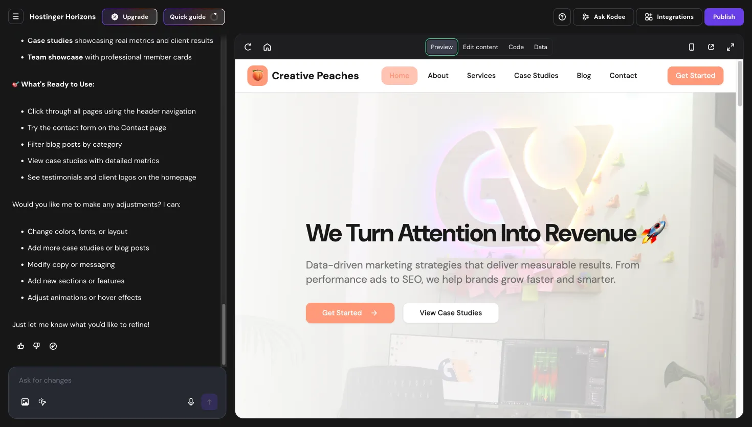 Horizons Builder — Website Created