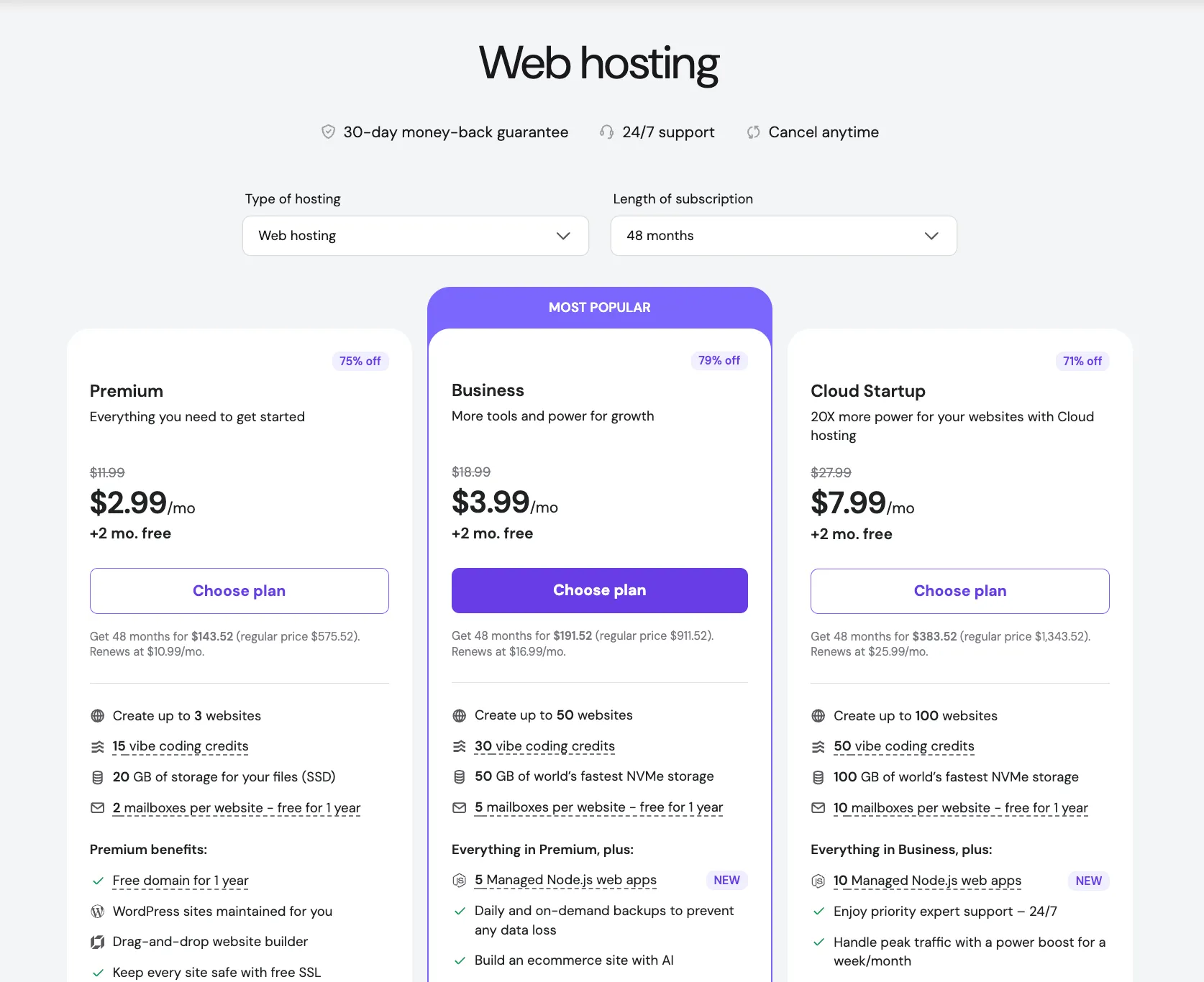 Hostinger Pricing Plans