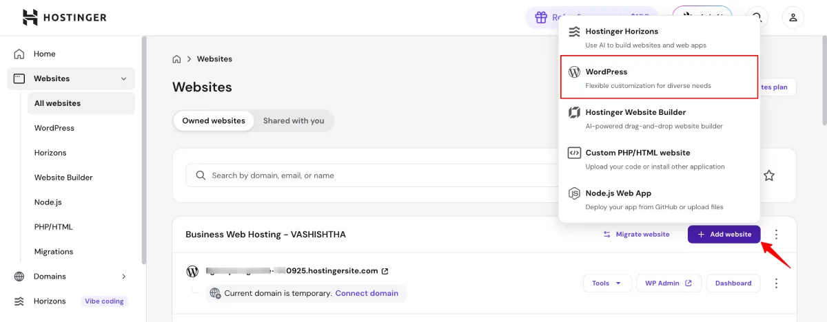 WordPress Setup on Hostinger