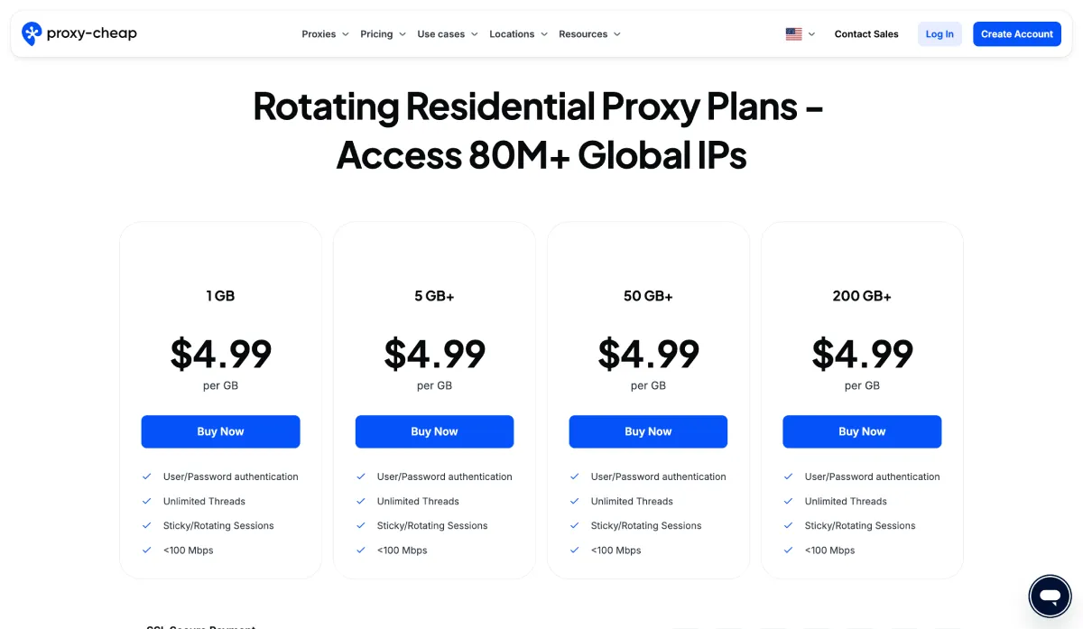 Proxy-Cheap Residential Proxies Pricing