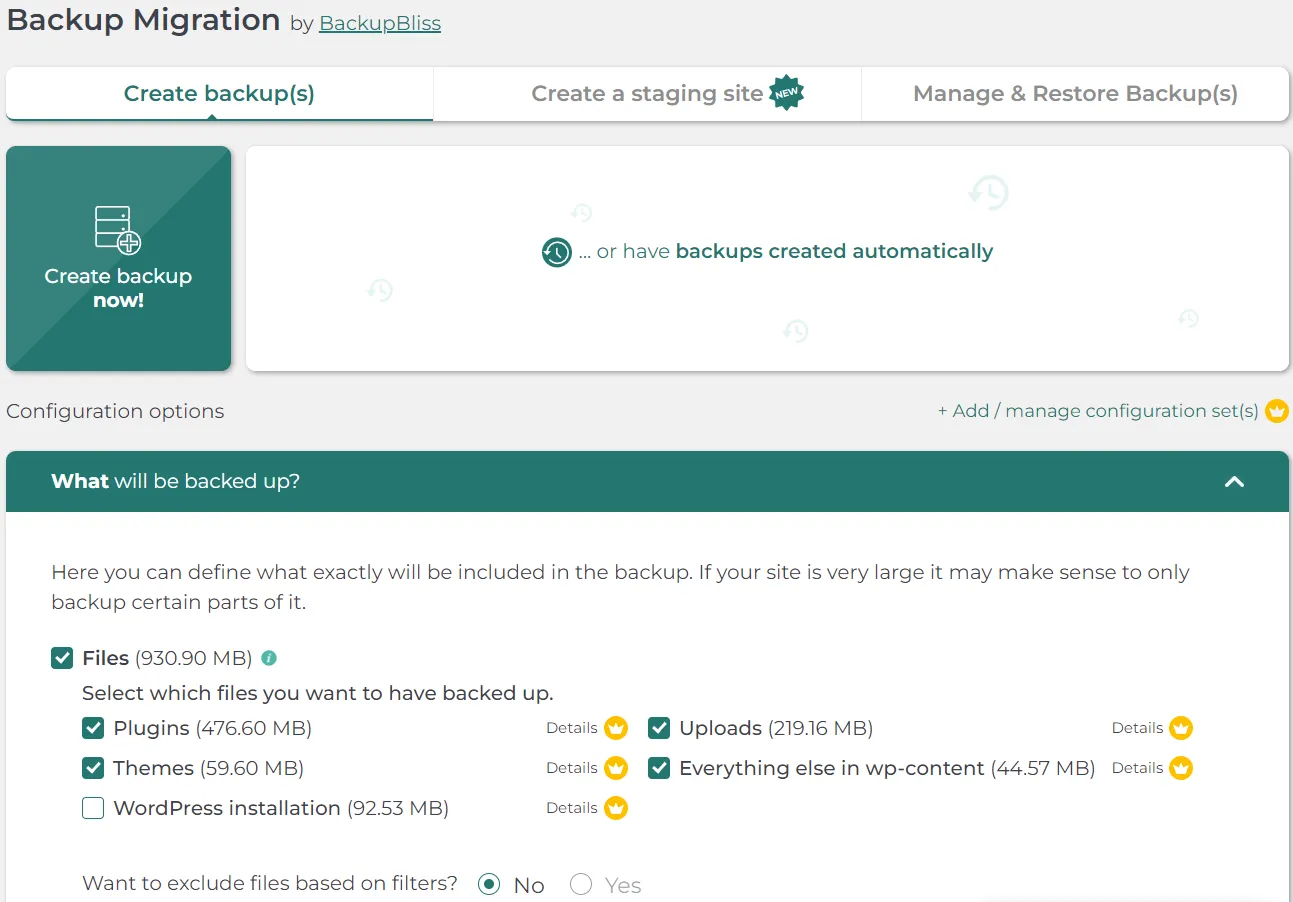 Backup Migration Plugin Settings