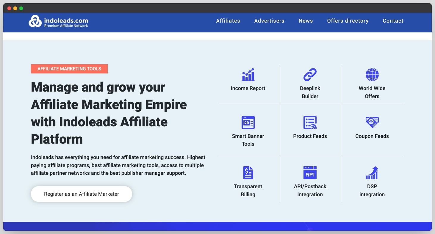 Affiliate tools by Indoleads