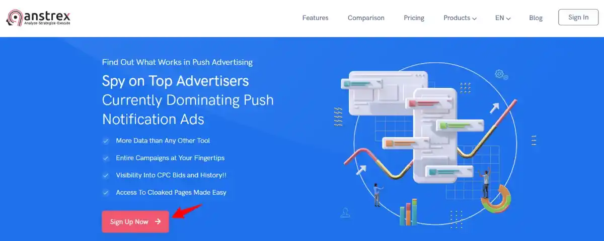 Anstrex Push Ads Spy Tool