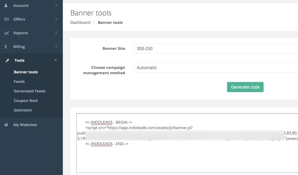 Banner tool on Indoleads