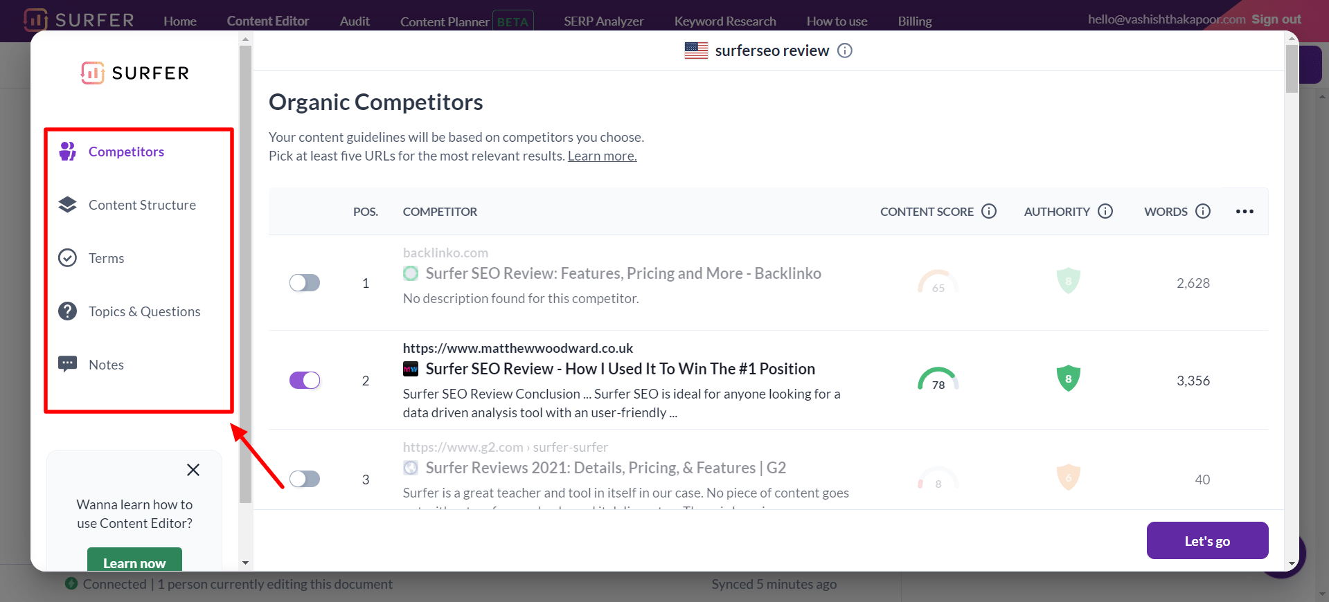 Organic Competitors View
